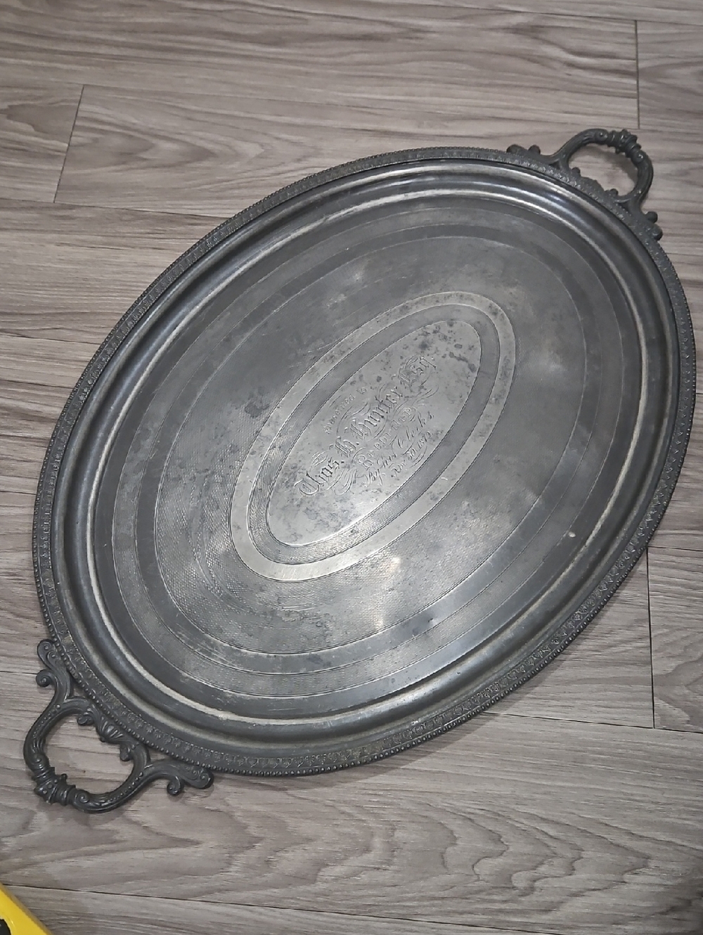 Antique Silver Presentation Tray 1872 Large Silverplate Engraved Serving Tray